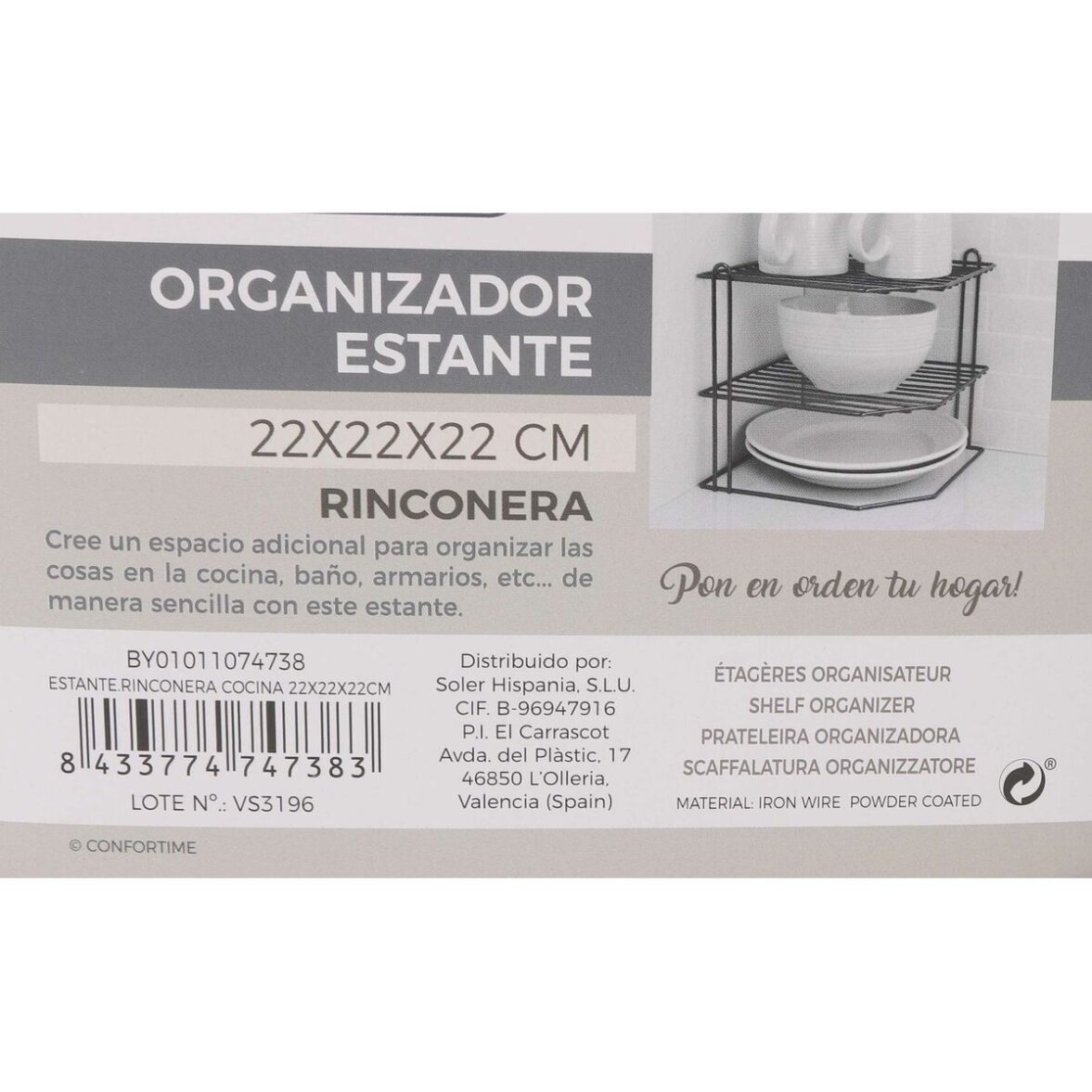 Soporte para Platos Confortime Rinconera Negro 22 x 22 x 25 cm (8 Unidades) - Imagen 5