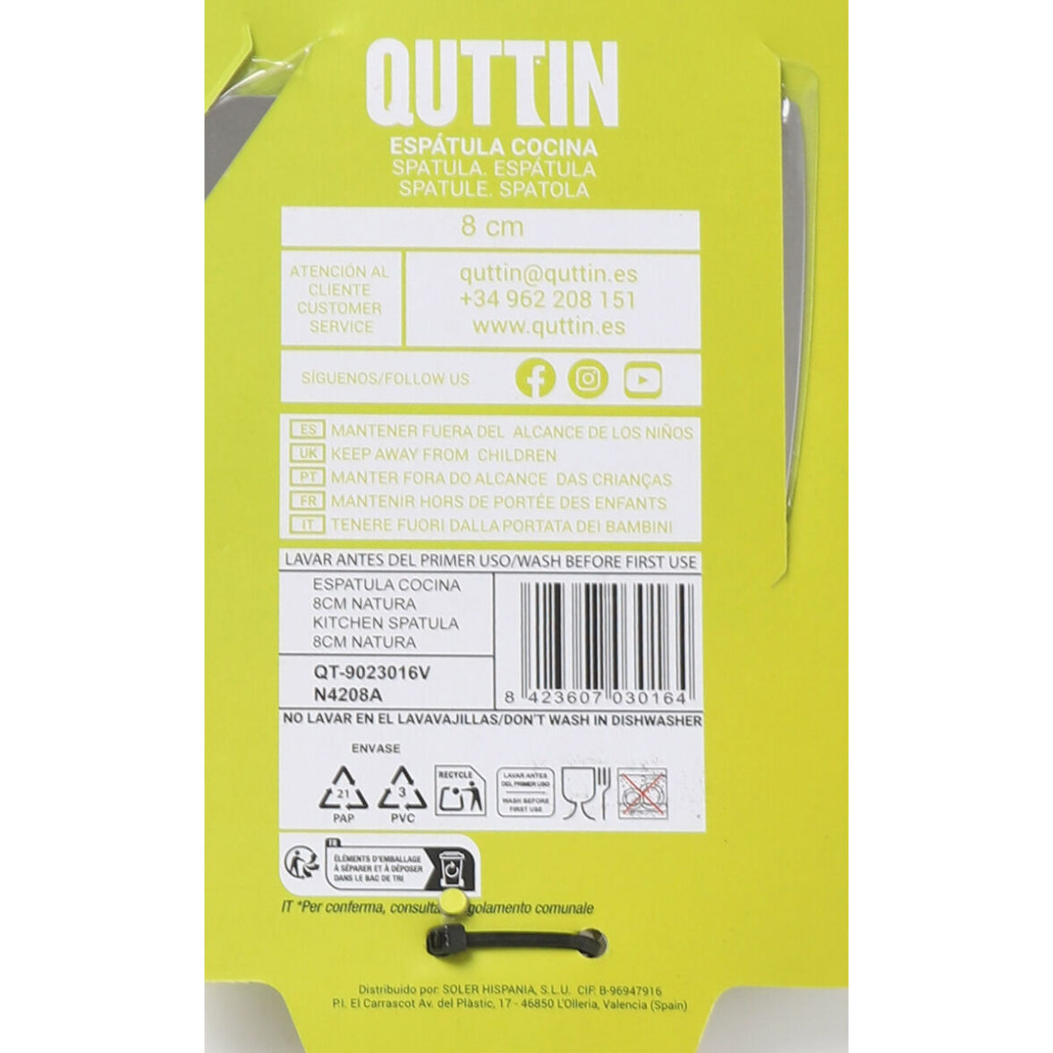Espátula para Plancha Quttin Natura 21,5 cm (36 Unidades) - Imagen 3