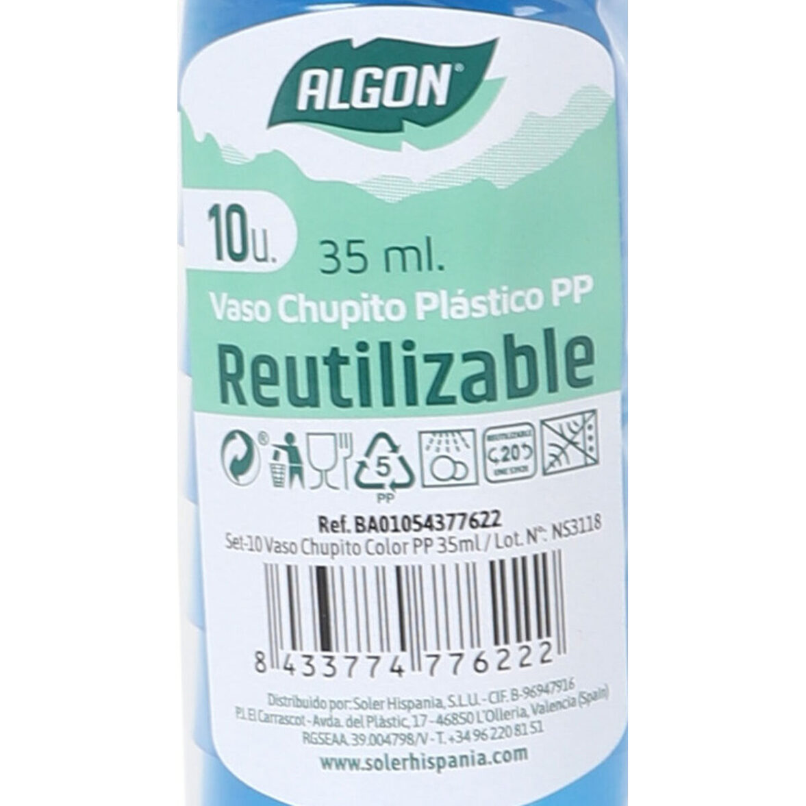Set de Vasos de Chupito Algon Reutilizable 10 Piezas 35 ml (50 Unidades) - Imagen 5