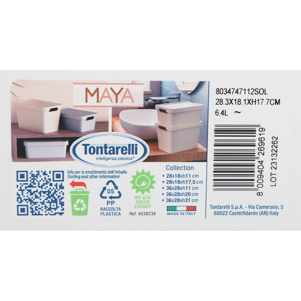 Caja de Almacenaje con Tapa Tontarelli Maya Blanco 6,4 L 28 x 18 x 17,7 cm (12 Unidades) - Imagen 4
