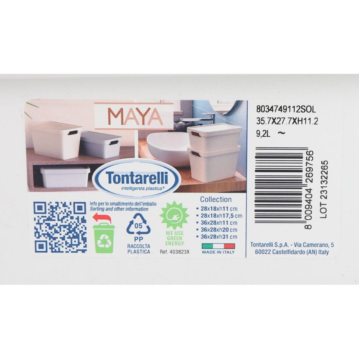 Caja de Almacenaje con Tapa Tontarelli Maya Blanco 9,2 l 36 x 28 x 11 cm (12 Unidades) - Imagen 4