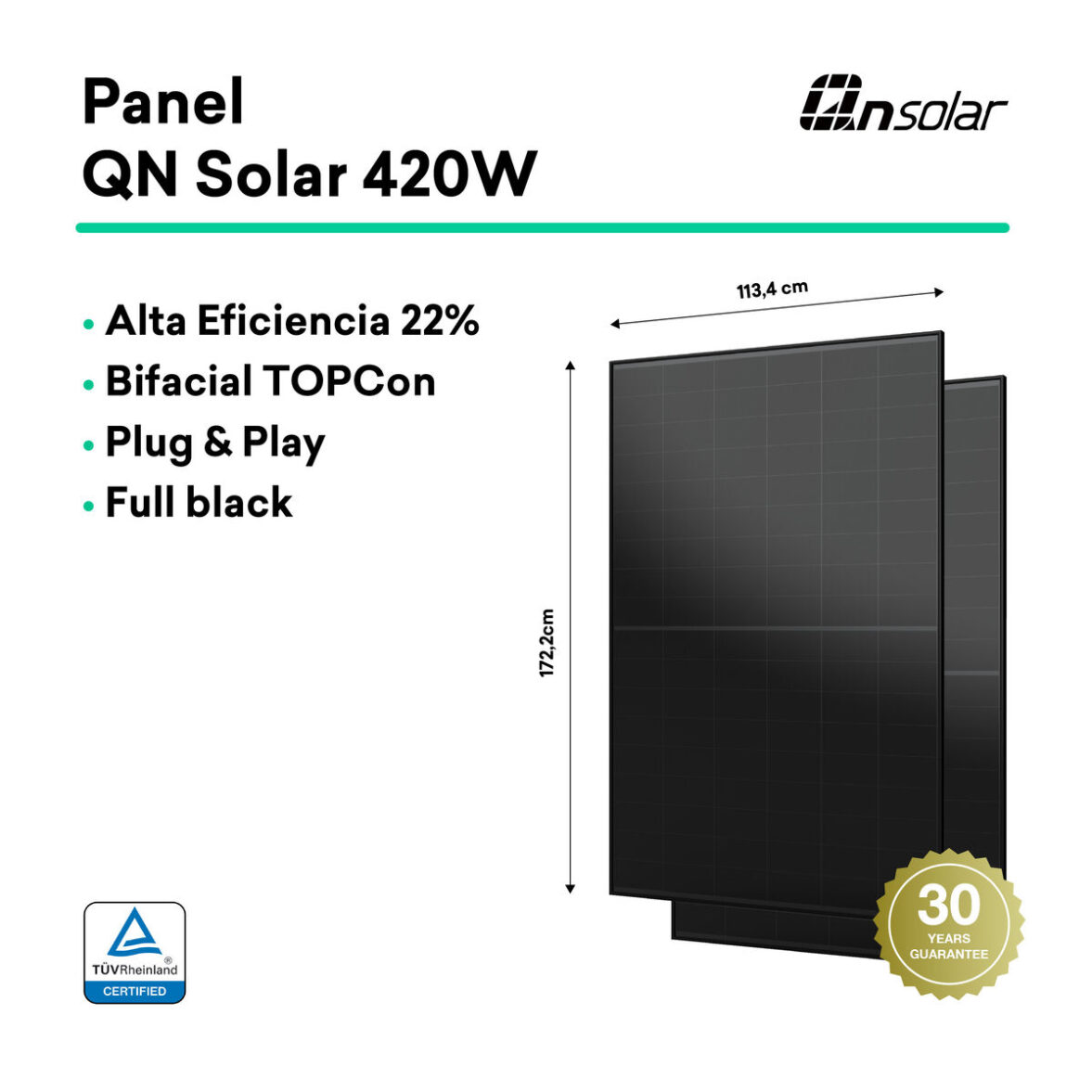 TORNASOL Kit solar autoinstalable 800W,x2 paneles solares rígidos, bifaciales, incl. 60º - Imagen 3