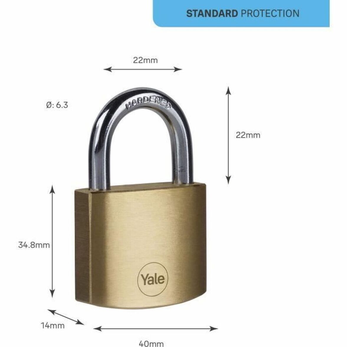 Candado de llave Yale Rectangular Dorado - Imagen 6