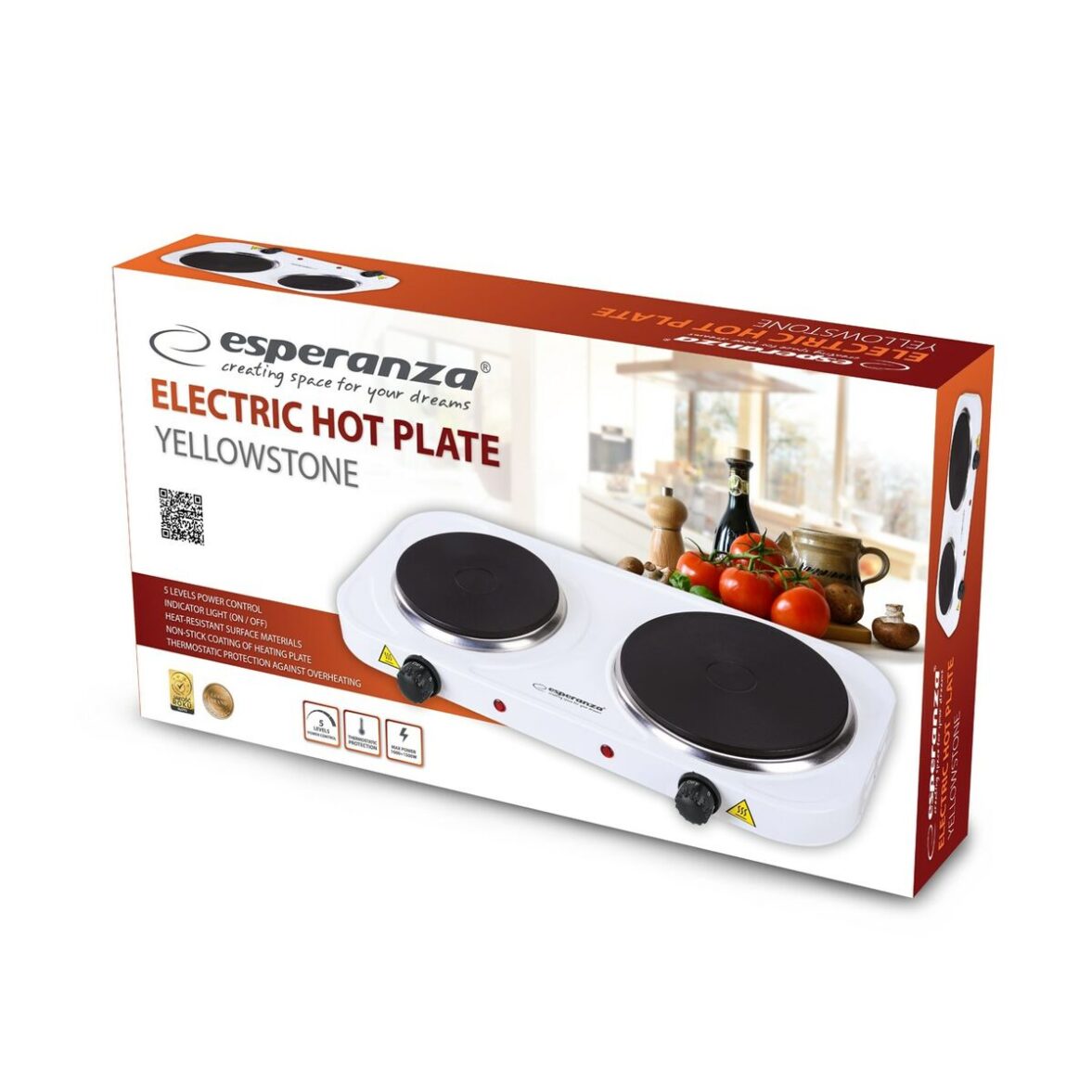 Placa Eléctrica de Cocción Esperanza EKH007W Blanco Negro 2500 W - Imagen 3