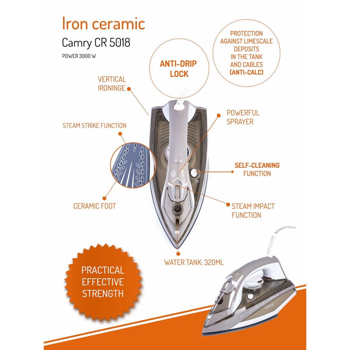 Plancha de Vapor Adler CR 5018 3000 W 230 V - Imagen 5