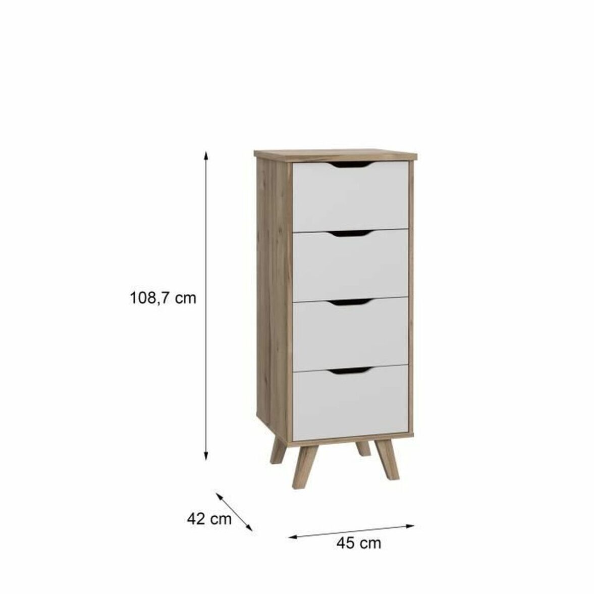 Cajonera Vankka Roble 45 x 42 x 108 cm 45 x 108,7 x 42 cm - Imagen 3