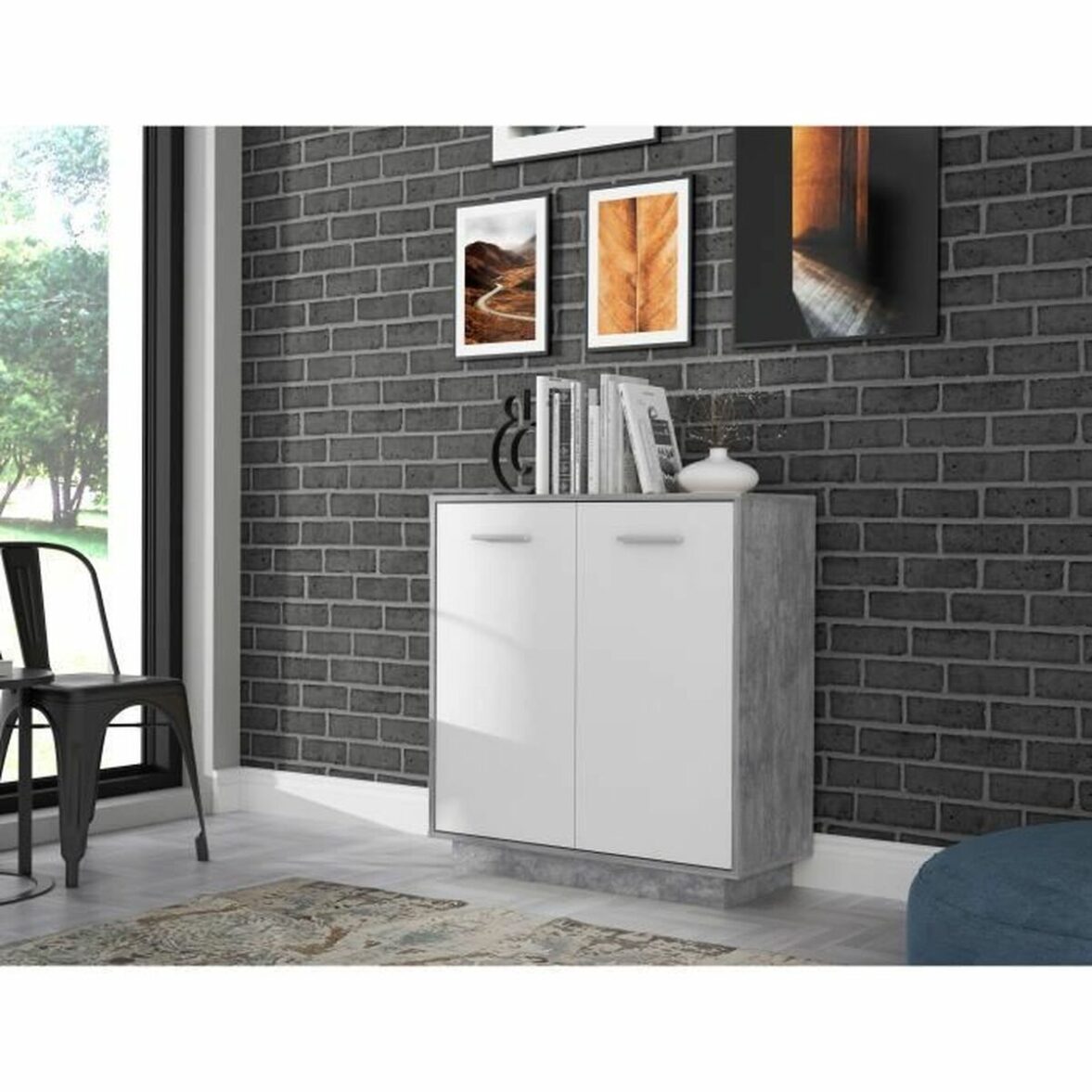 Mueble de almacenaje Madera Gris claro Blanco (88,9 x 34,2 x 88,1 cm) - Imagen 3
