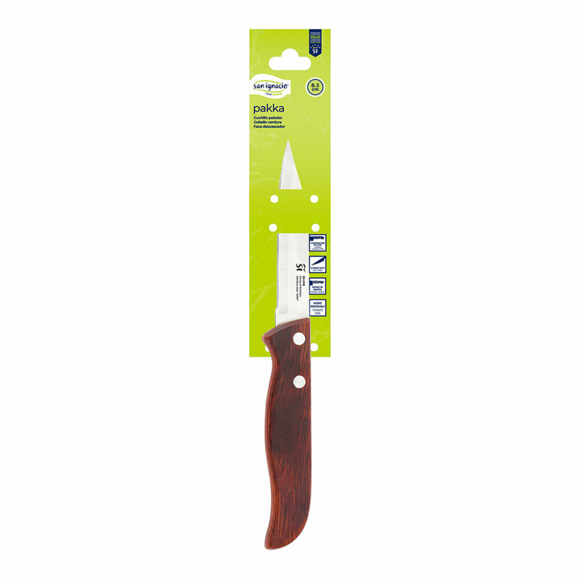 Cuchillo Pelador San Ignacio pakka sg-4236 Acero Inoxidable 8,5 cm Marrón - Imagen 3