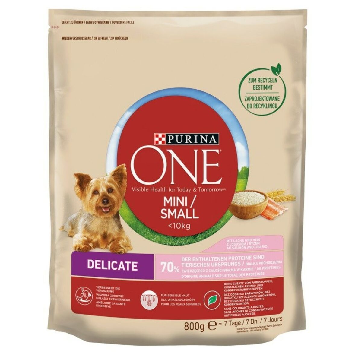 Pienso Purina One Mini/Small Sensitive Adulto Salmón Pescado 800 g