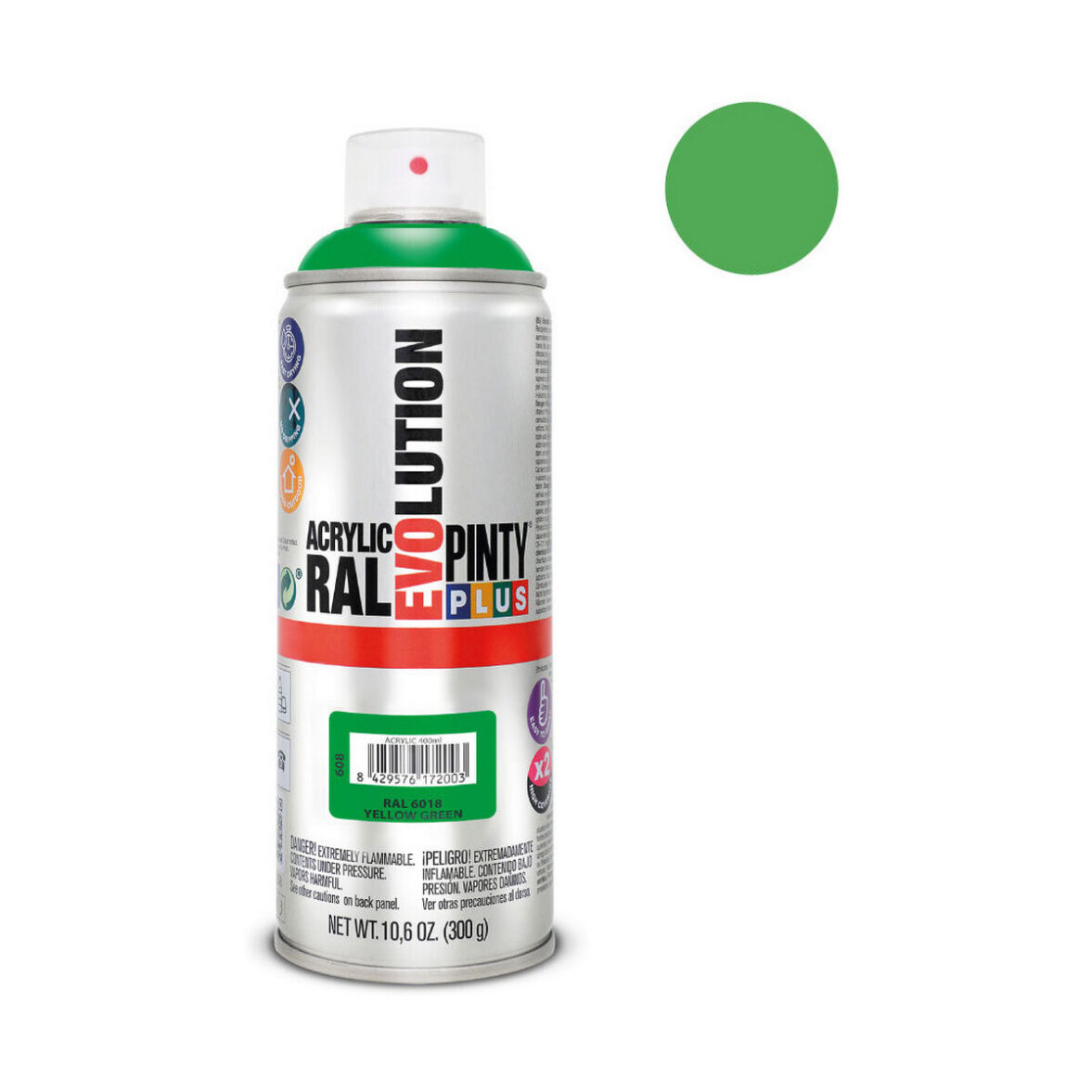 Pintura en spray Pintyplus Evolution RAL 6018 400 ml Yellow Green - Imagen 3
