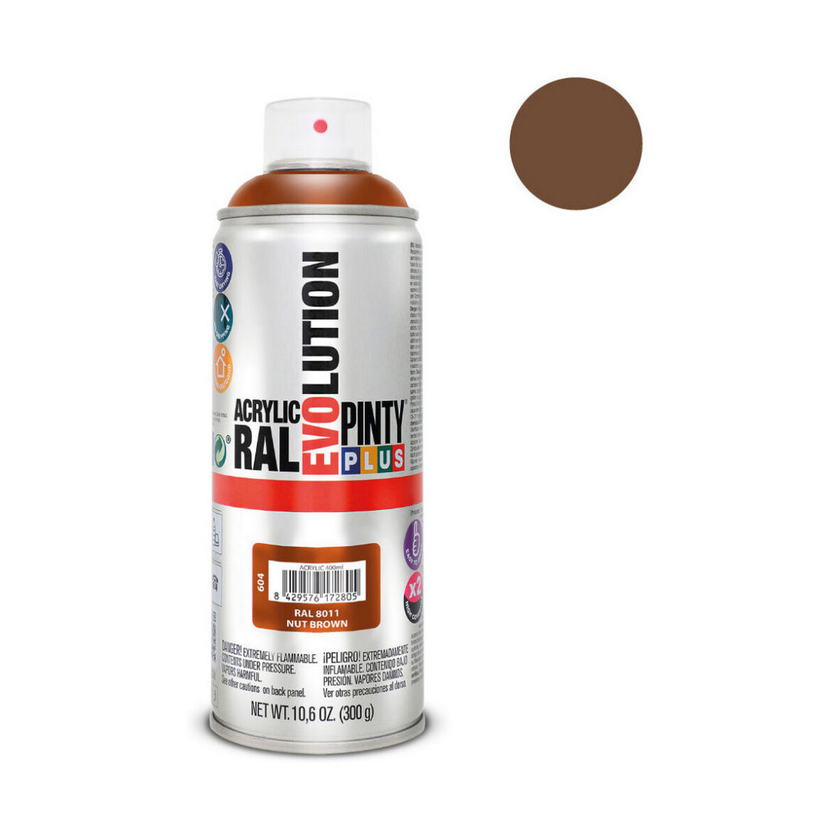 Pintura en spray Pintyplus Evolution RAL 8011 400 ml Nut Brown - Imagen 3