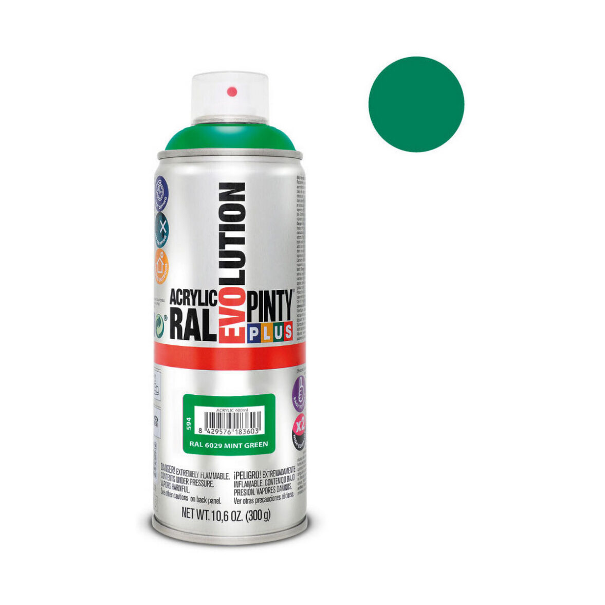 Pintura en spray Pintyplus Evolution RAL 6029 400 ml Mint Green - Imagen 3