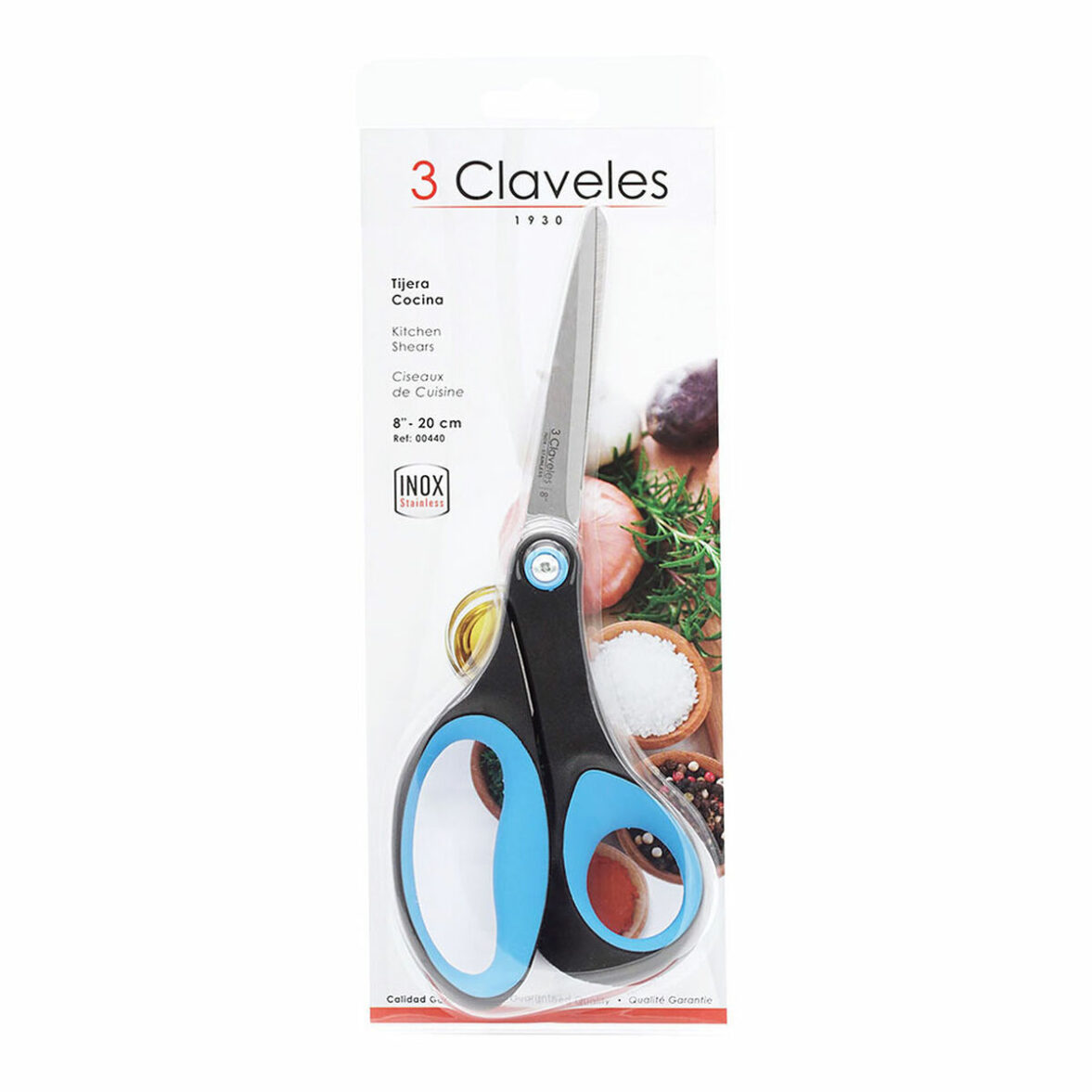 Tijeras de Cocina 3 Claveles 8" Acero Inoxidable Azul - Imagen 4
