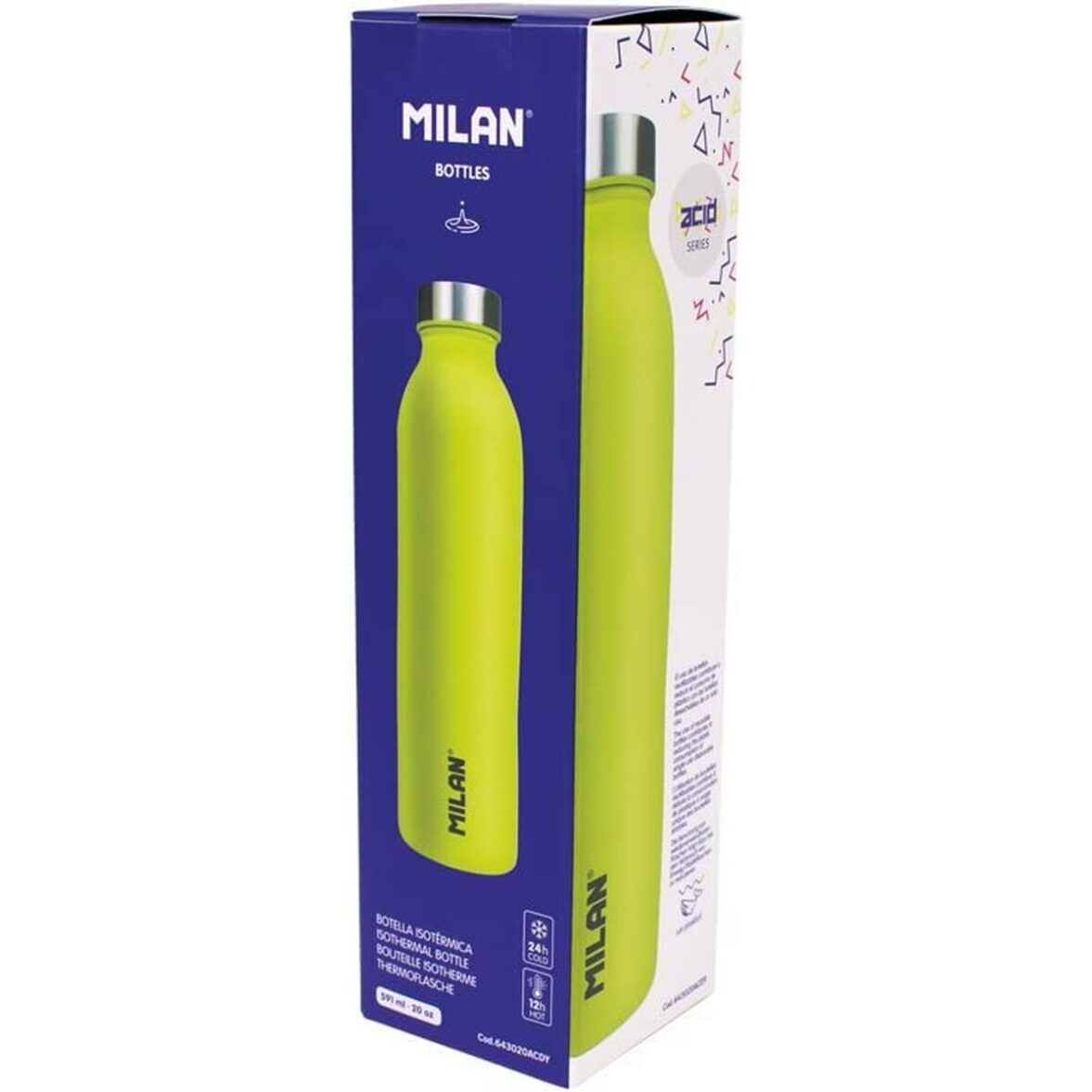 Botella Térmica Milan Serie Acid Amarillo Acero Inoxidable 591 ml - Imagen 3