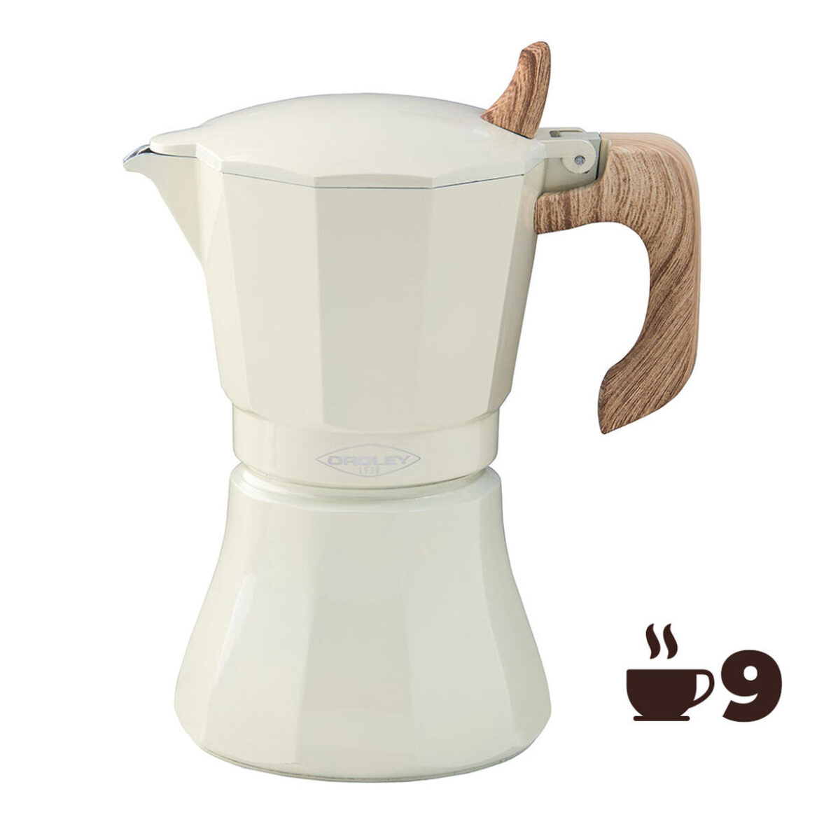 Cafetera Italiana Oroley Petra Crema Aluminio 9 Tazas - Imagen 3