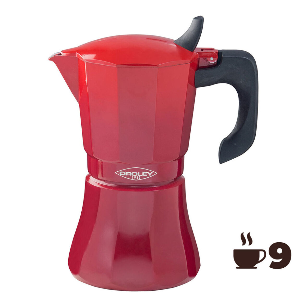 Cafetera Italiana Oroley Petra Rojo Aluminio 9 Tazas - Imagen 3