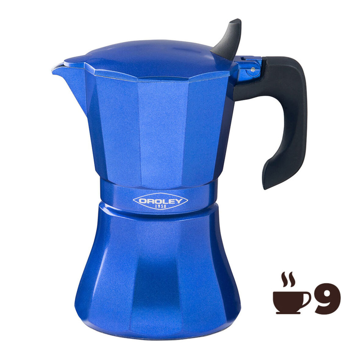 Cafetera Italiana Oroley Petra Azul Aluminio 9 Tazas - Imagen 5