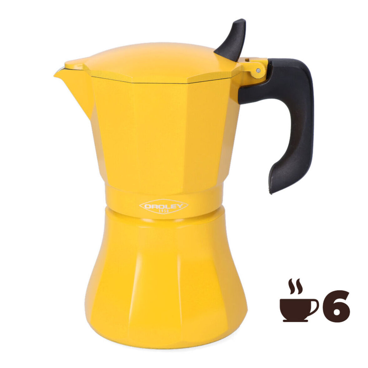Cafetera Italiana Oroley Petra Mostaza Aluminio 6 Tazas - Imagen 5