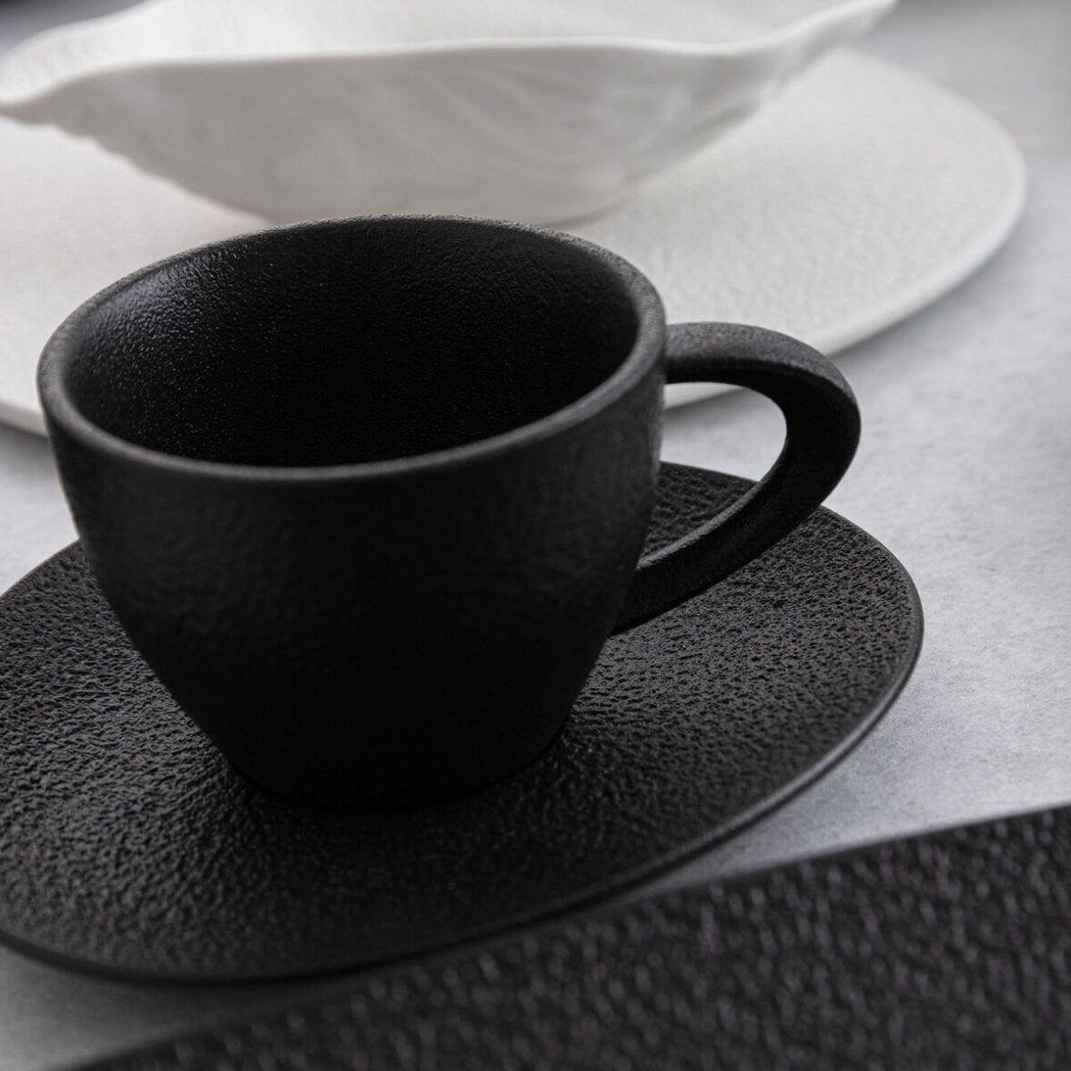 Taza Bidasoa Fosil Negro Cerámica Alúmina 800 ml (12 Unidades) - Imagen 5