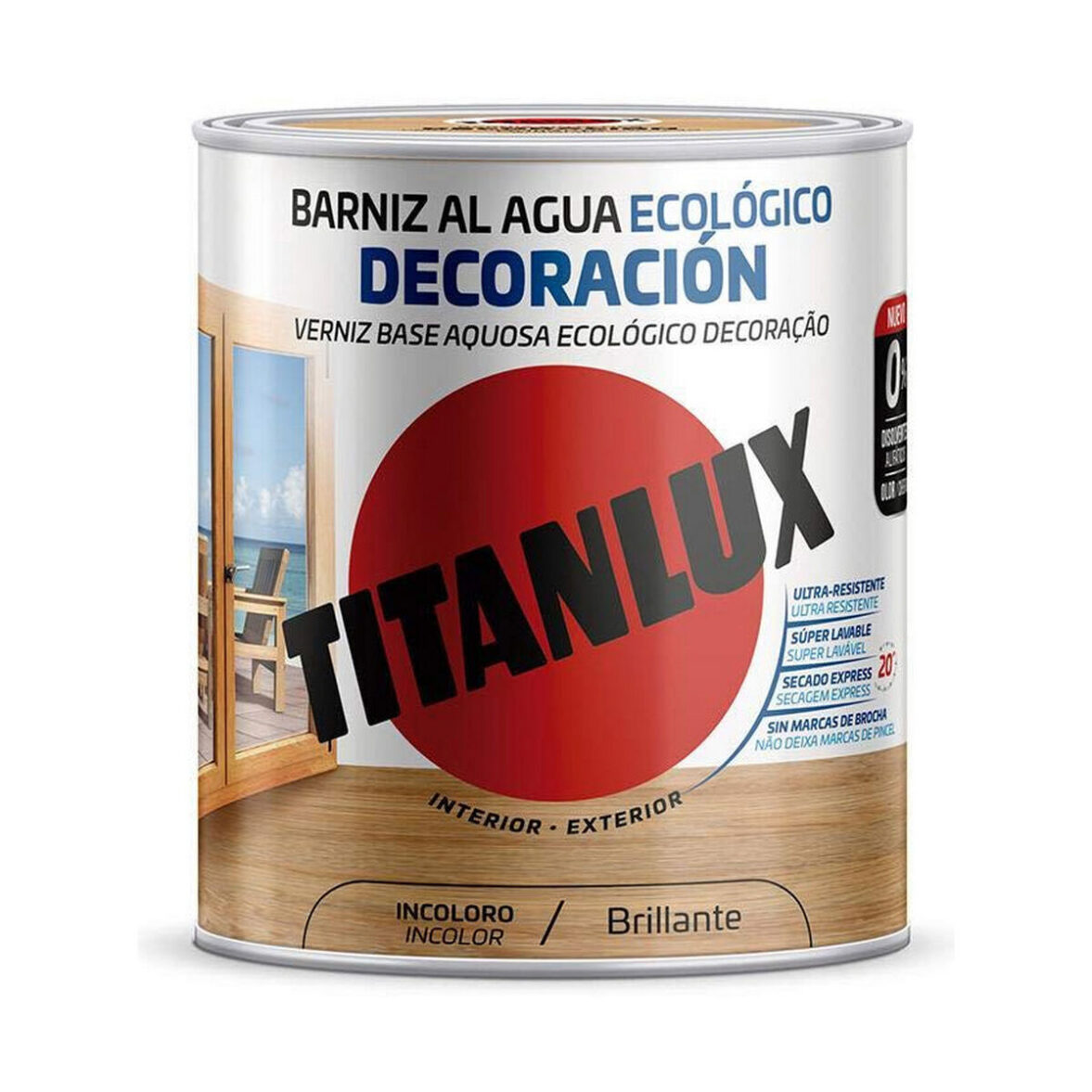 Barniz al agua Titanlux m20100014 Ecológico 250 ml Incoloro