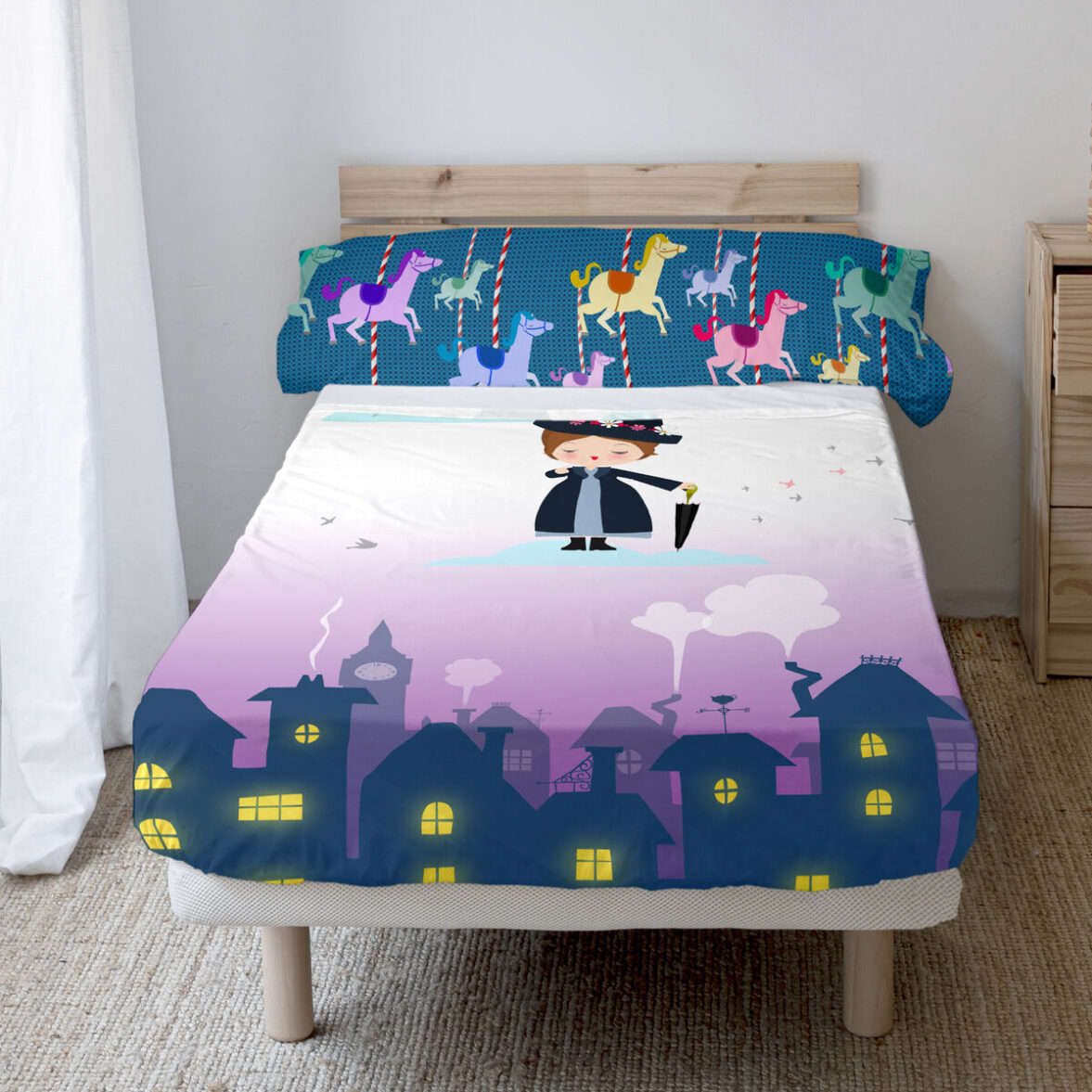 Juego de Sábanas HappyFriday Mr Fox Nanny Multicolor Cama de 80/90 2 Piezas - Imagen 4