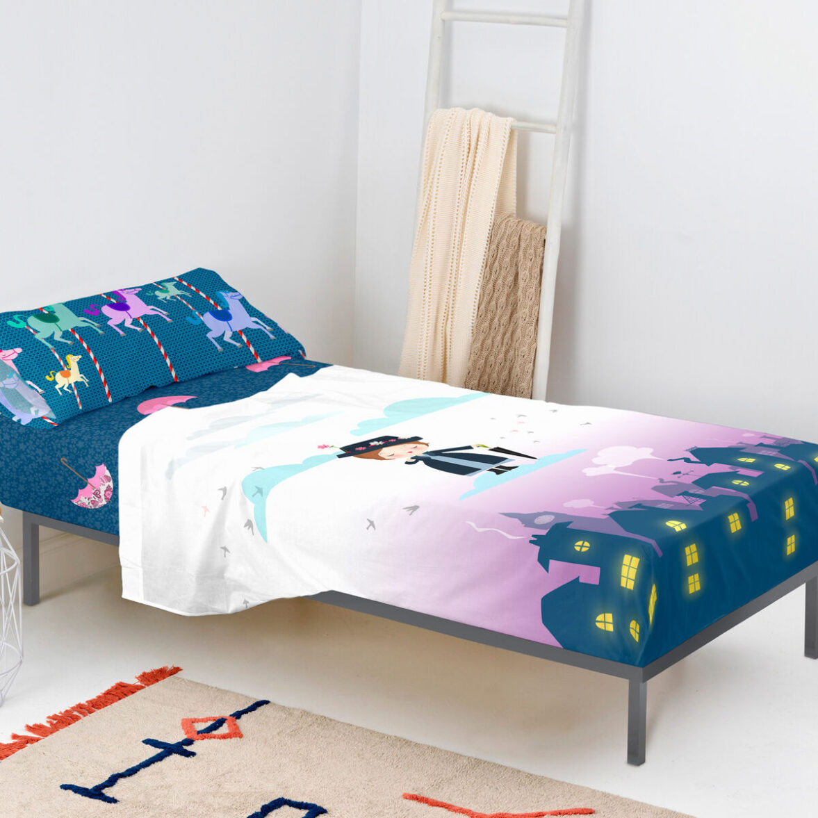 Juego de Sábanas HappyFriday Mr Fox Nanny Multicolor Cama de 80/90 2 Piezas - Imagen 6