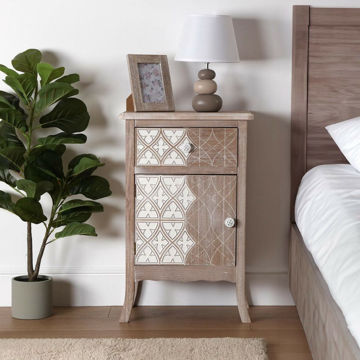 Mesita de Noche Versa Lyra Madera de Paulonia Madera MDF 30 x 70 x 45 cm - Imagen 5