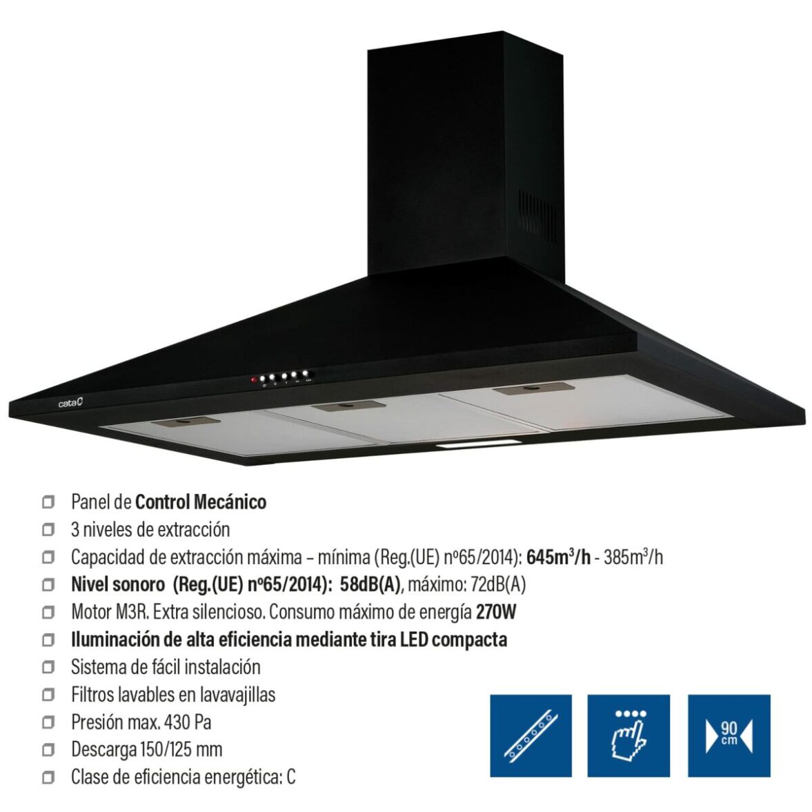 Campana Convencional Cata OMEGA BK 900 Negro - Imagen 4