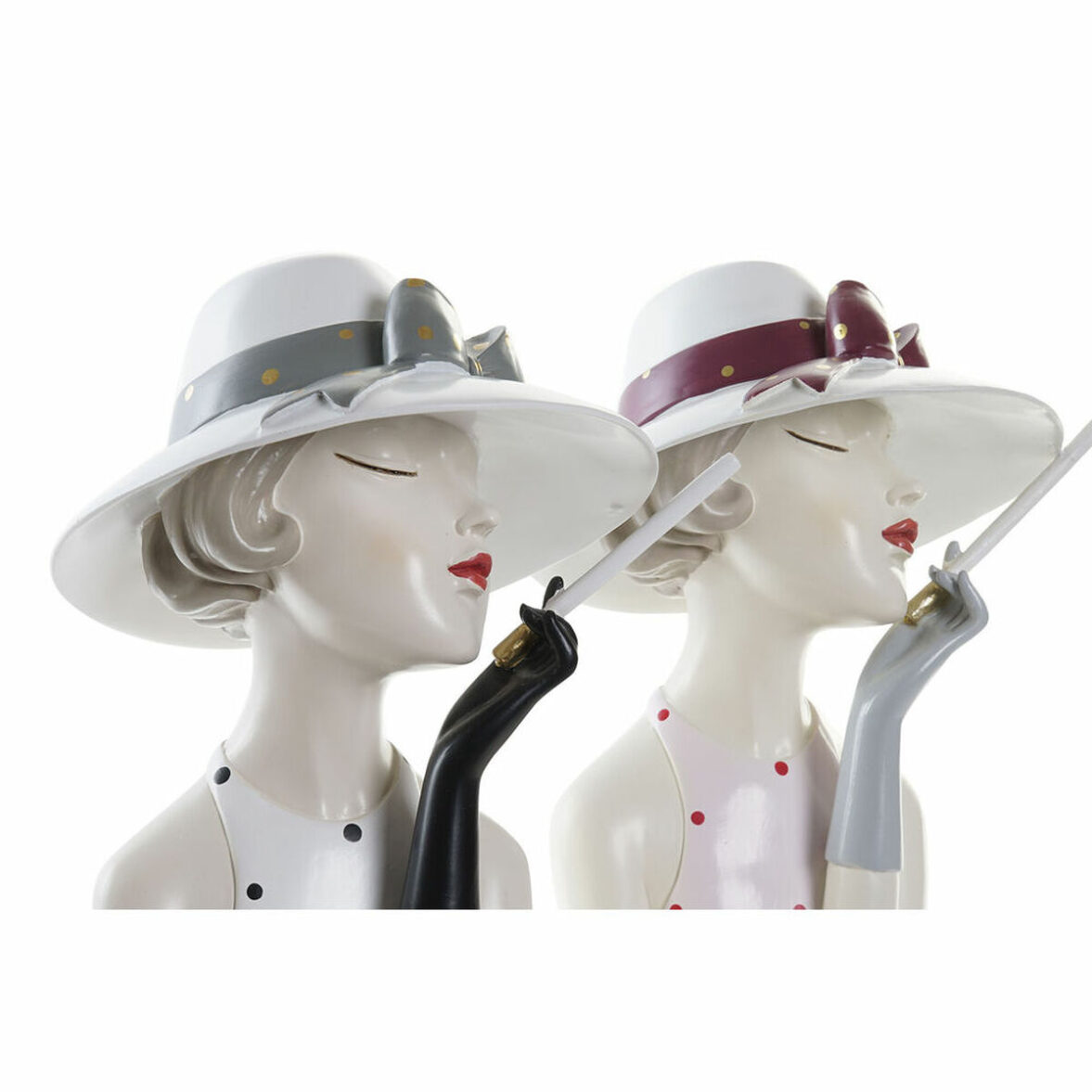 Figura Decorativa DKD Home Decor 18,5 x 15 x 31 cm Mujer Rosa Blanco (2 Unidades) - Imagen 4