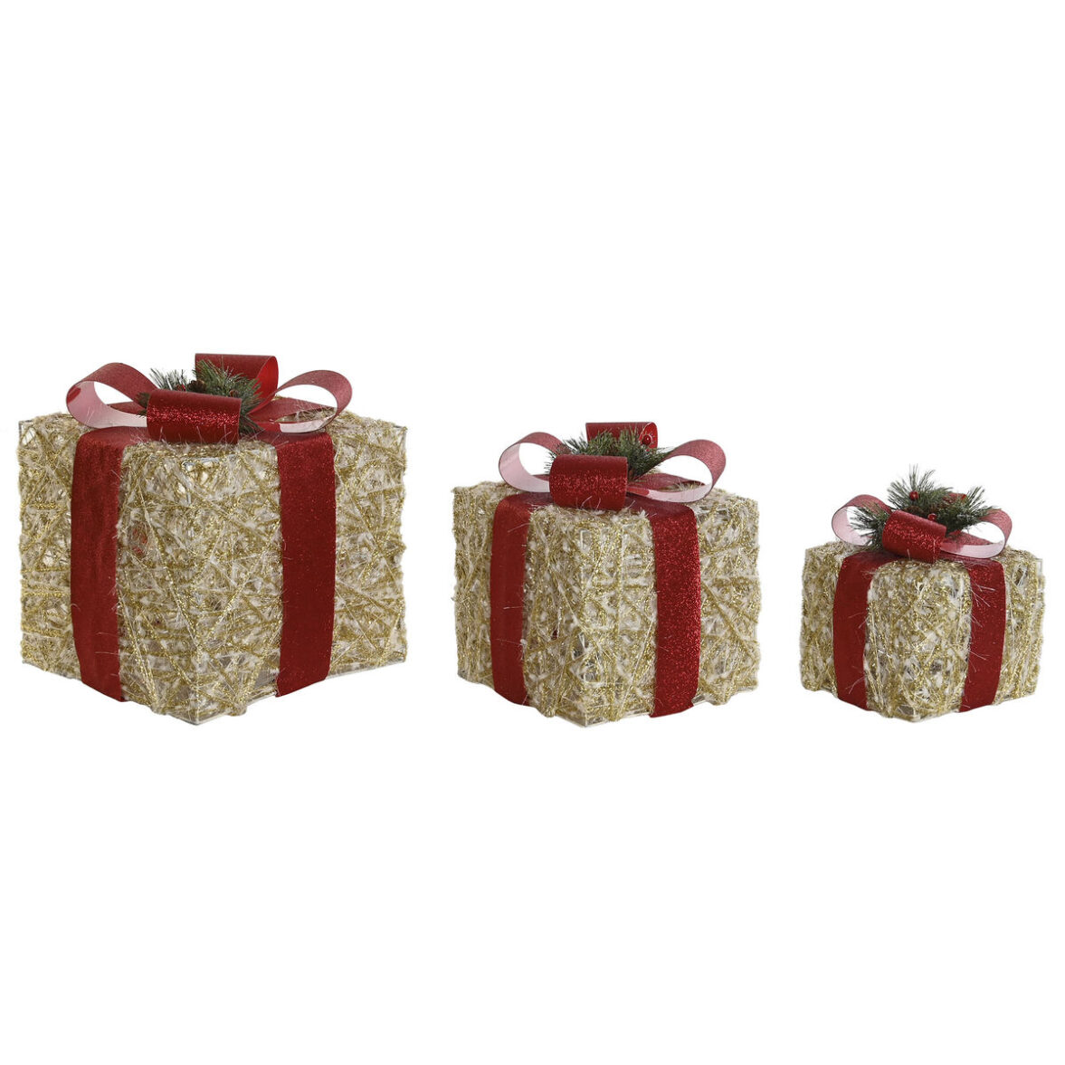 Adorno Navideño DKD Home Decor Blanco Rojo Dorado 25 x 25 x 25 cm (3 Piezas) - Imagen 3