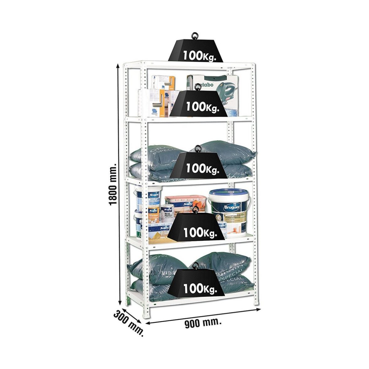 Estantería Simon Rack Comfort 5/300 Metal 5 Estantes 500 kg (180 x 90 x 30 cm) - Imagen 3