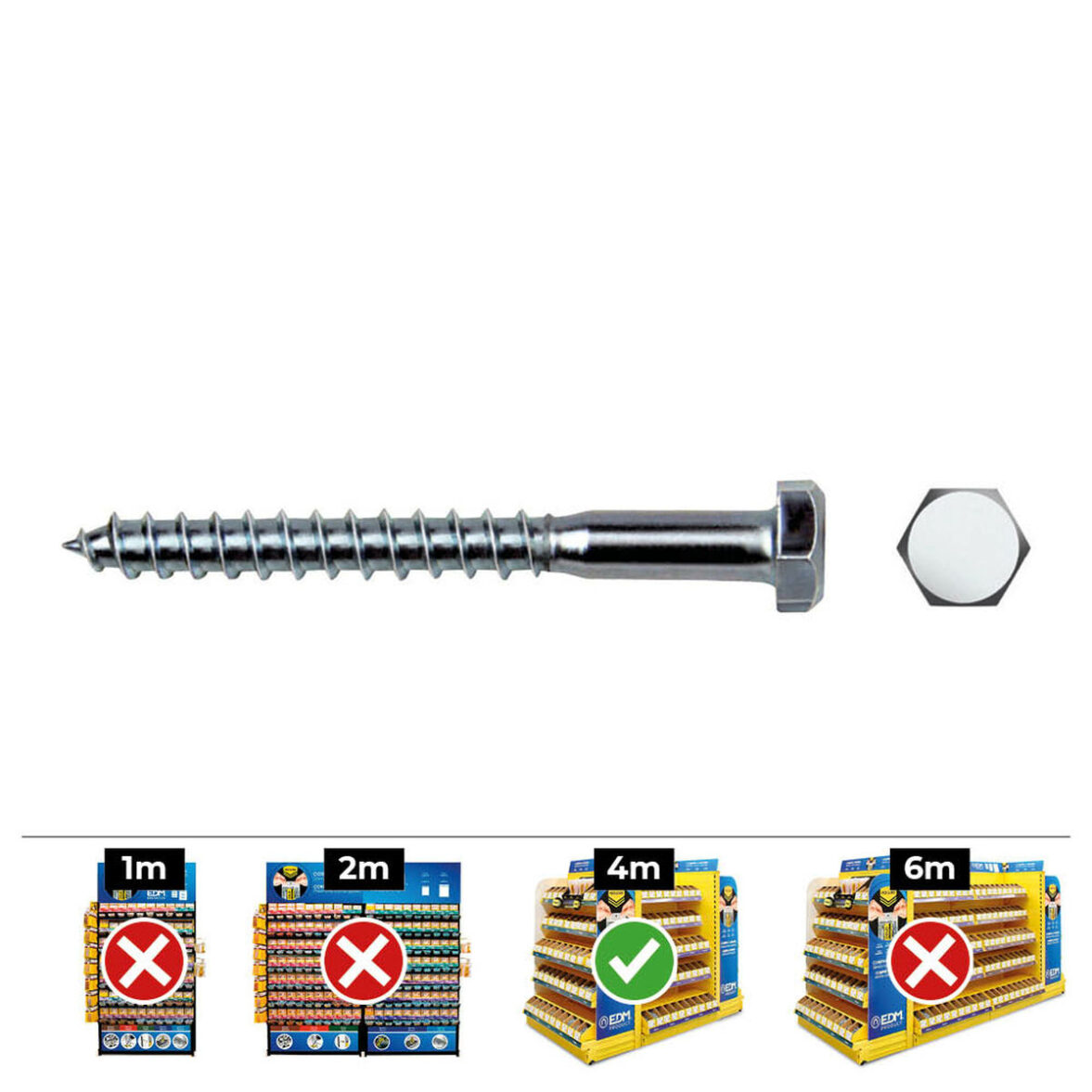 Caja de tornillos CELO Din 571 55 mm Ø 8 mm Hexagonal 250 Unidades Zincado - Imagen 3