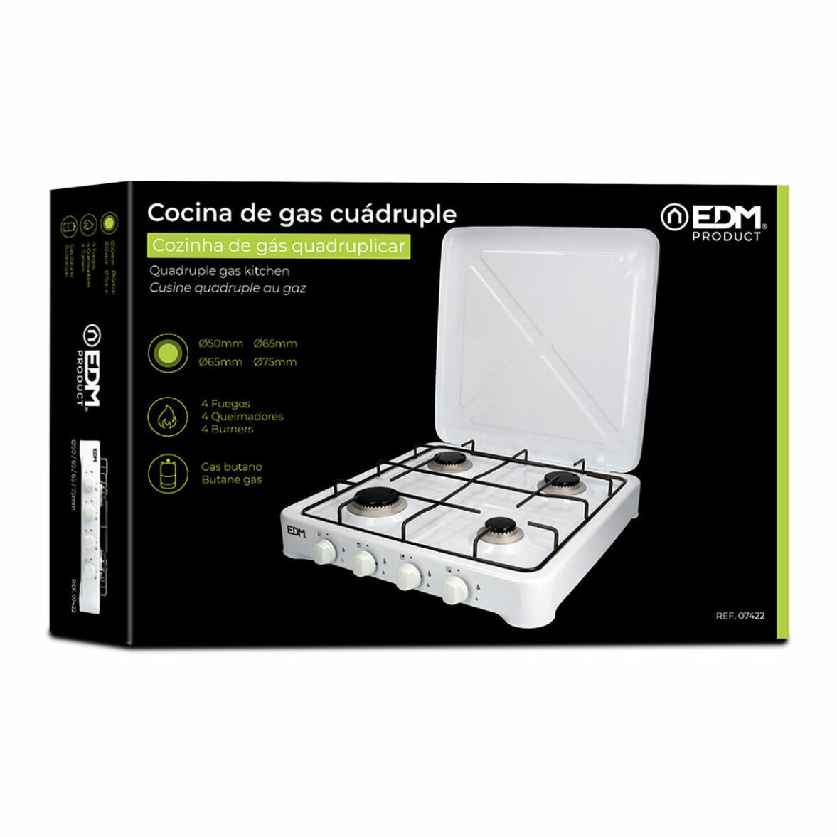 Cocina de Gas EDM 07422 Blanco 1500 W - Imagen 3