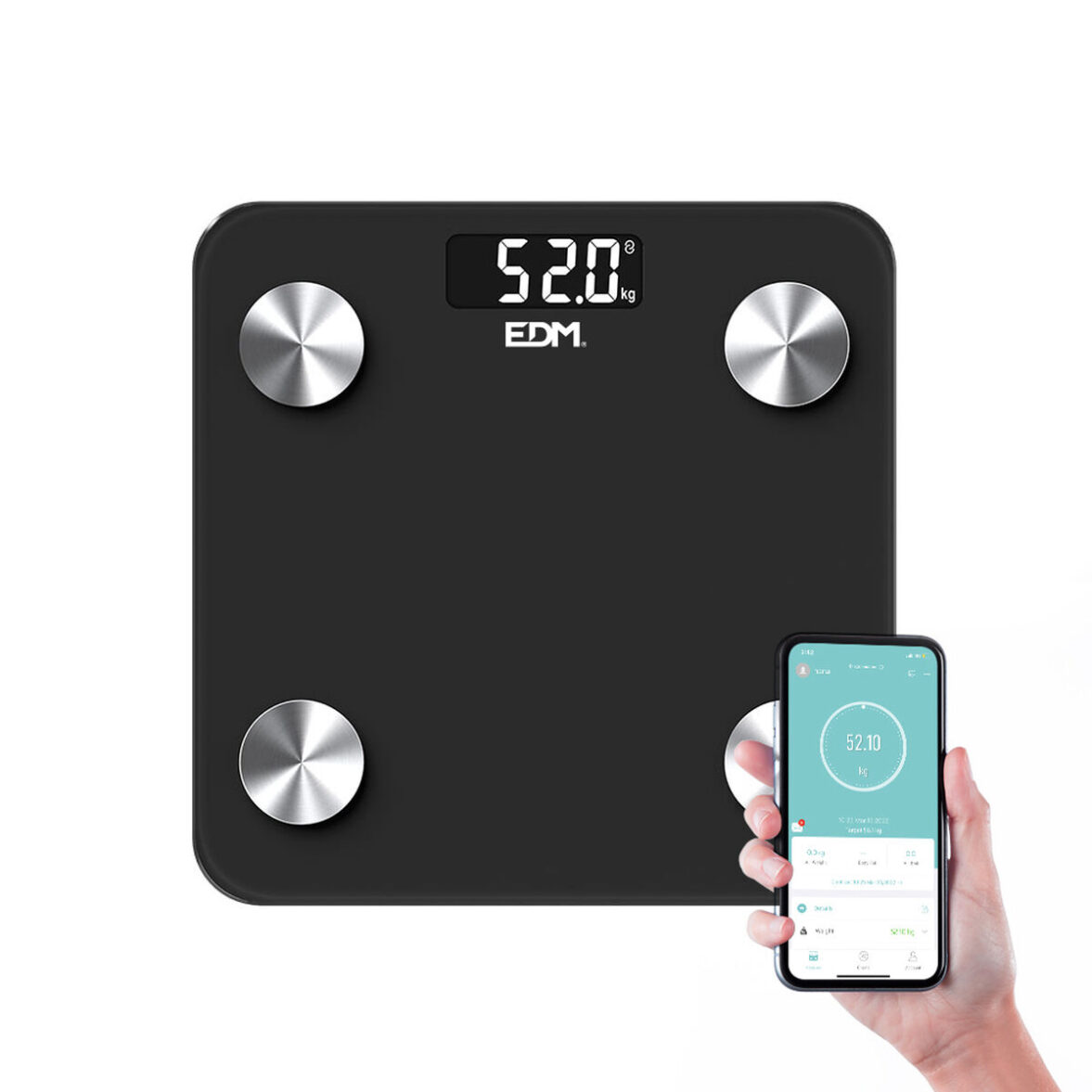 Báscula Digital de Baño EDM 07613 Body Composition Negro 180 kg - Imagen 3