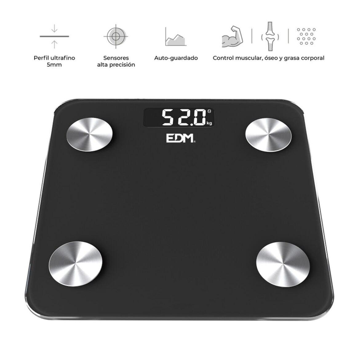 Báscula Digital de Baño EDM 07613 Body Composition Negro 180 kg - Imagen 8