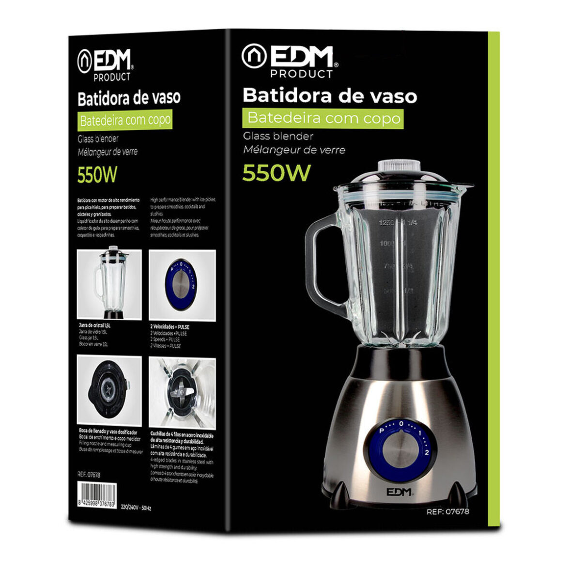 Batidora de Vaso EDM 07678 Negro 550 W 1,5 L - Imagen 3