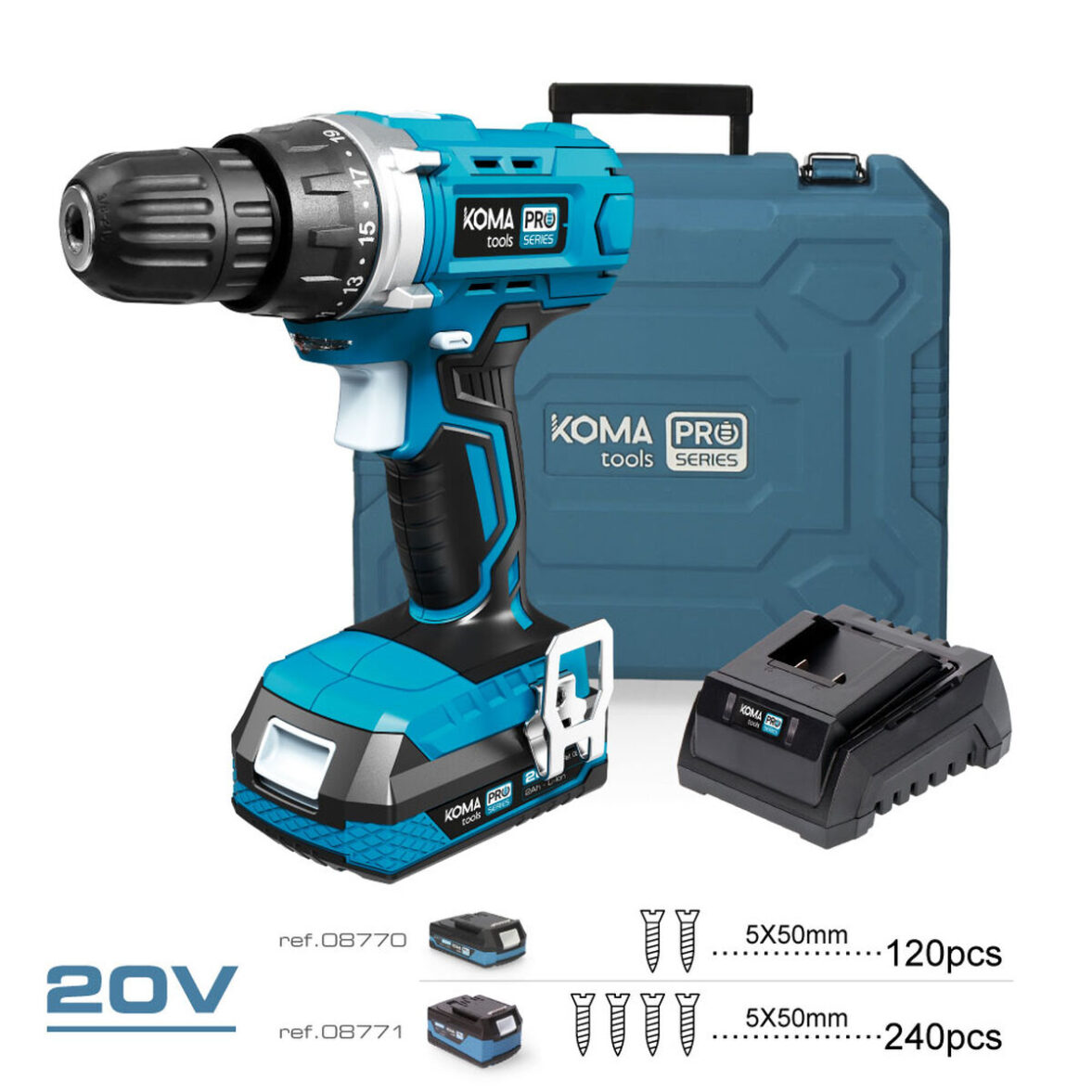 Set de taladro y accesorios Koma Tools Pro Series Atornillador 70 piezas - Imagen 6