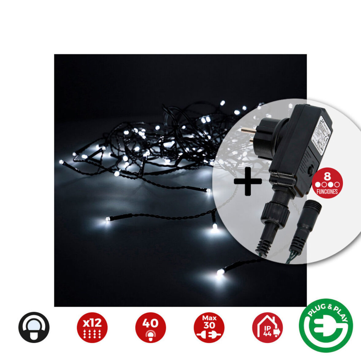 Cortina de Luces LED EDM 71482 Icicle Easy-Connect 100 W 0,72 W 200 x 50 cm - Imagen 3