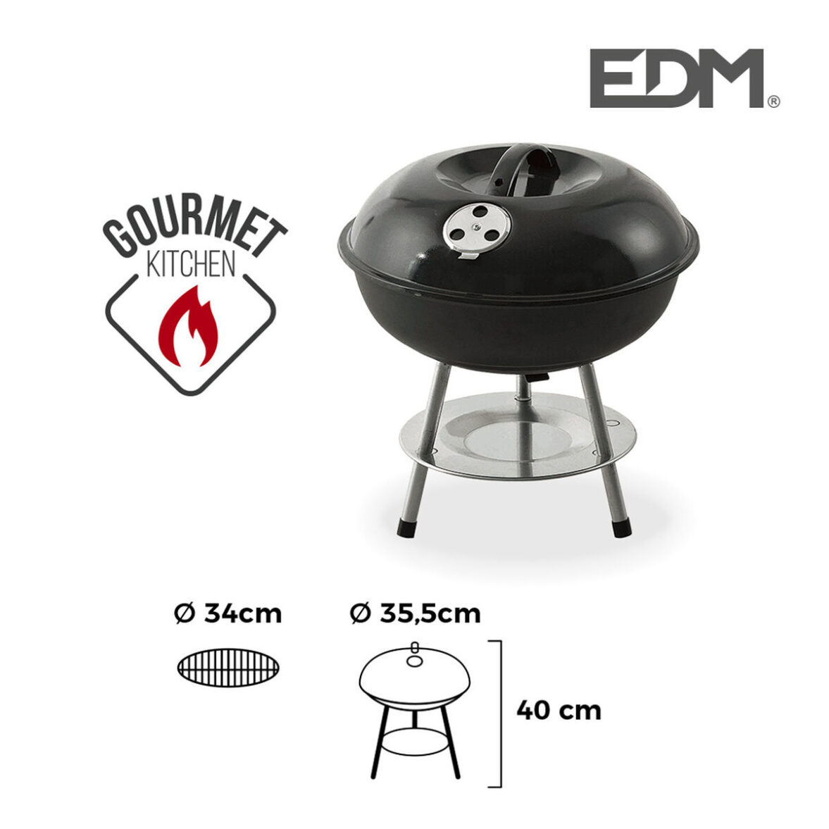 Barbacoa EDM 73837 Negro - Imagen 3