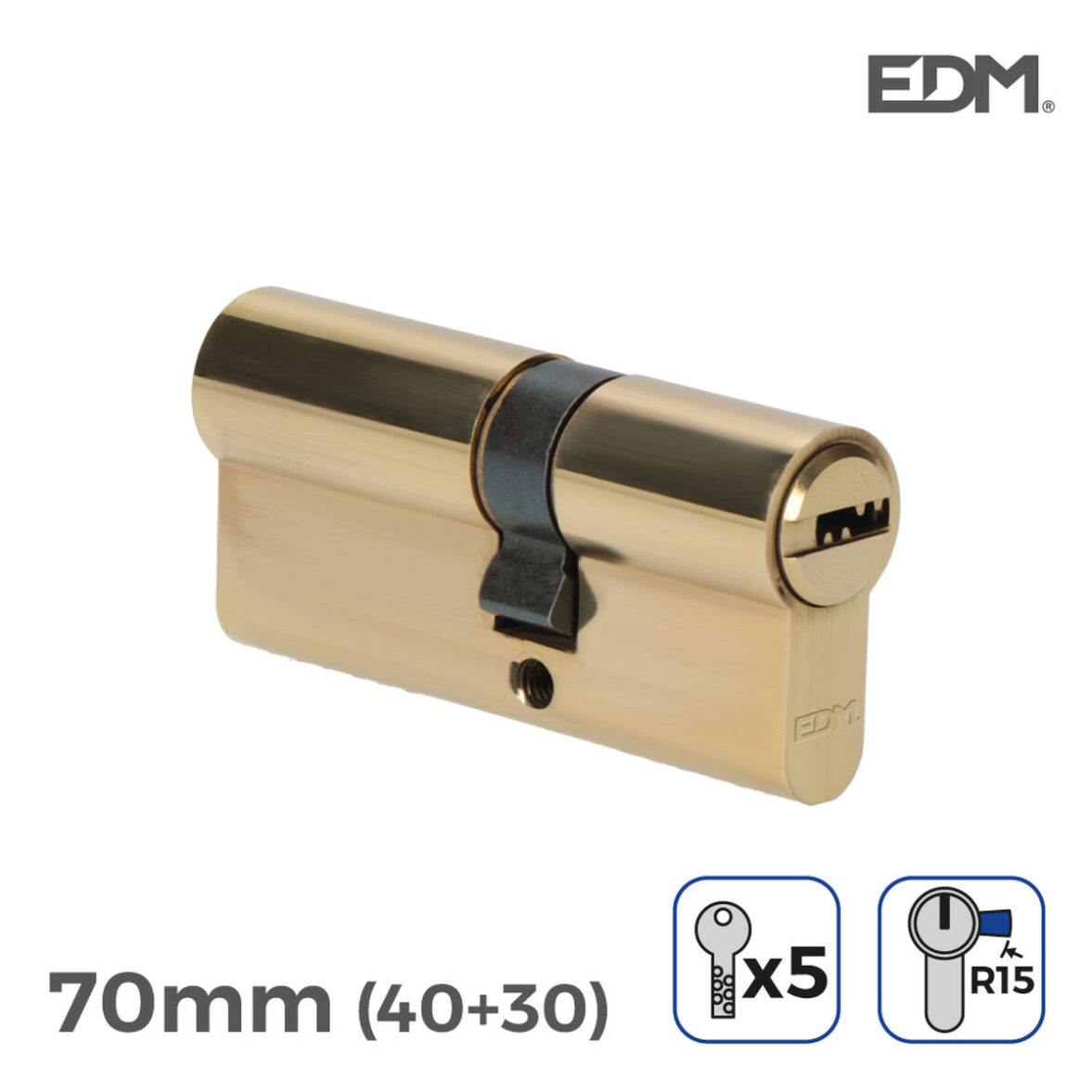 Cilindro EDM 85169 r15 Dorado Latón Leva Larga Europeo - Imagen 3