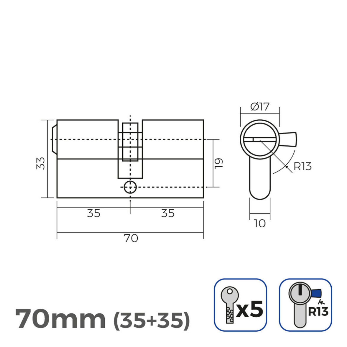 Cilindro EDM 85182 r13 Níquel Leva Corta Europeo - Imagen 3