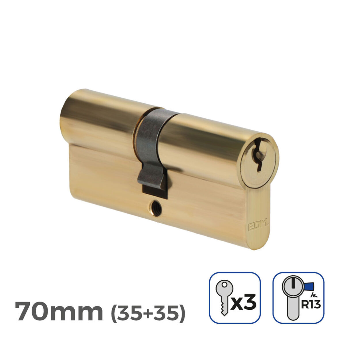 Cilindro EDM 85185 r13 Dorado Latón Leva Corta Europeo - Imagen 3