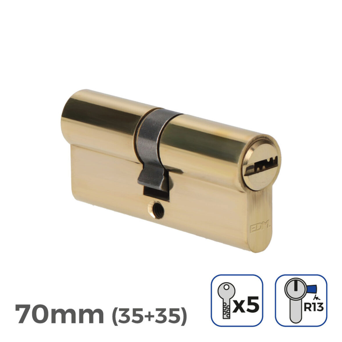 Cilindro EDM 85189 r13 Dorado Latón Leva Corta Europeo - Imagen 3