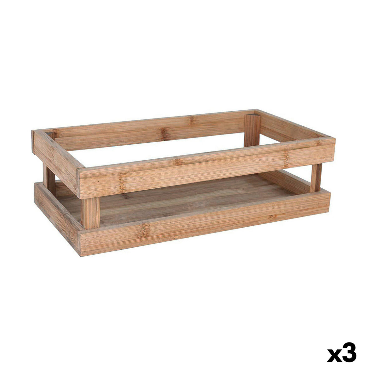 Caja de Almacenaje Inde Bambú 32,5 x 17,6 x 10 cm (3 Unidades)