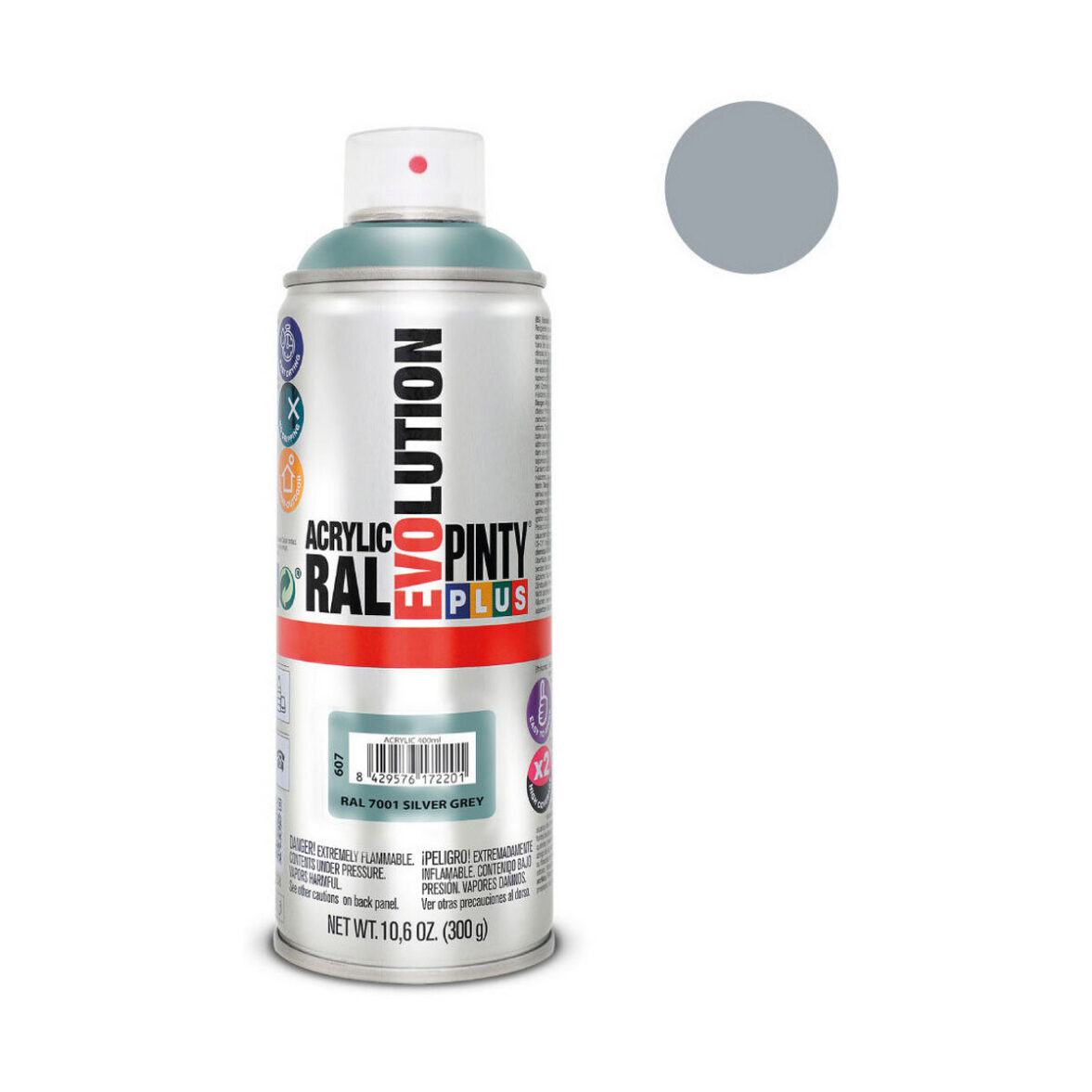 Pintura en spray Pintyplus Evolution RAL 7001 400 ml Silver Grey - Imagen 3