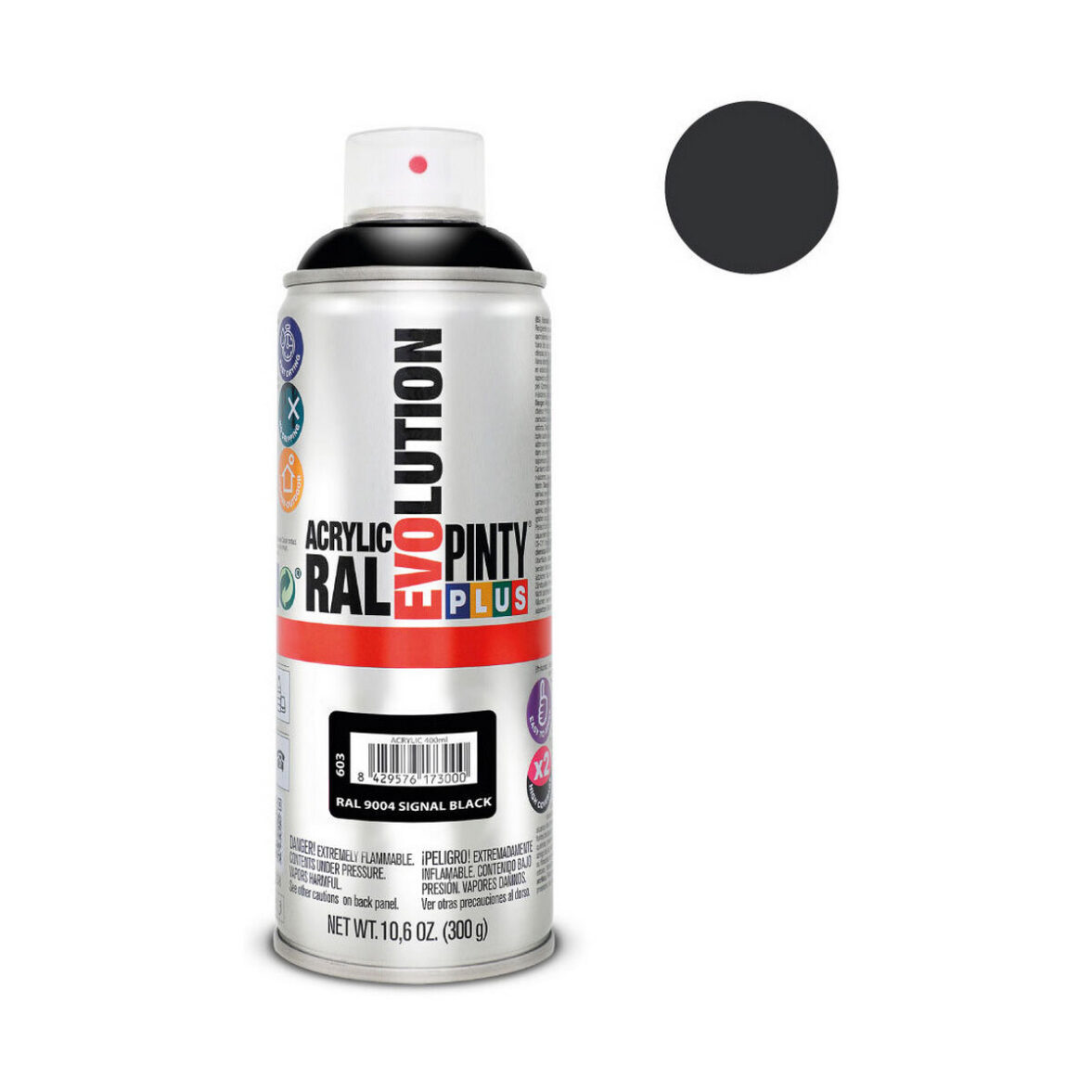 Pintura en spray Pintyplus Evolution RAL 9004 400 ml Signal Black - Imagen 3