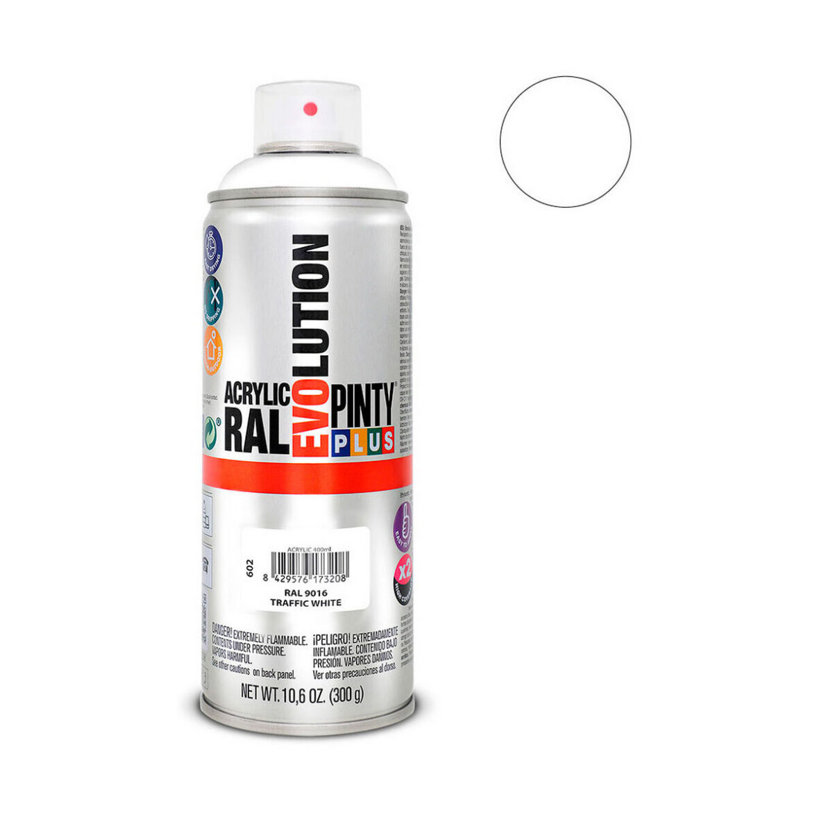 Pintura en spray Pintyplus Evolution RAL 9016 400 ml Traffic White - Imagen 3