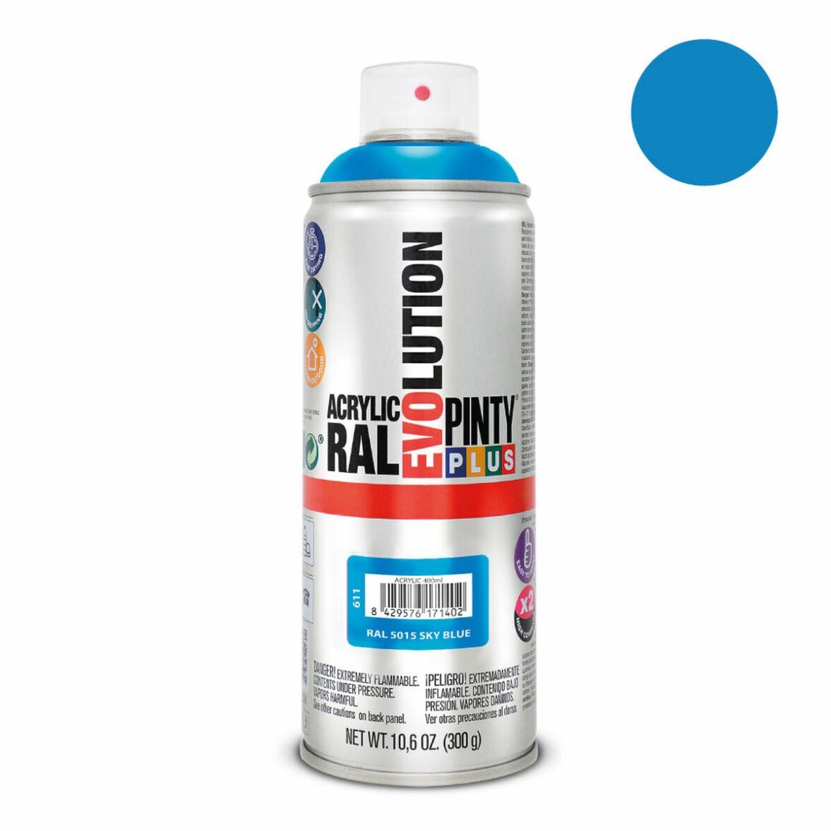 Pintura en spray Pintyplus Evolution RAL 5015 400 ml Sky Blue - Imagen 3