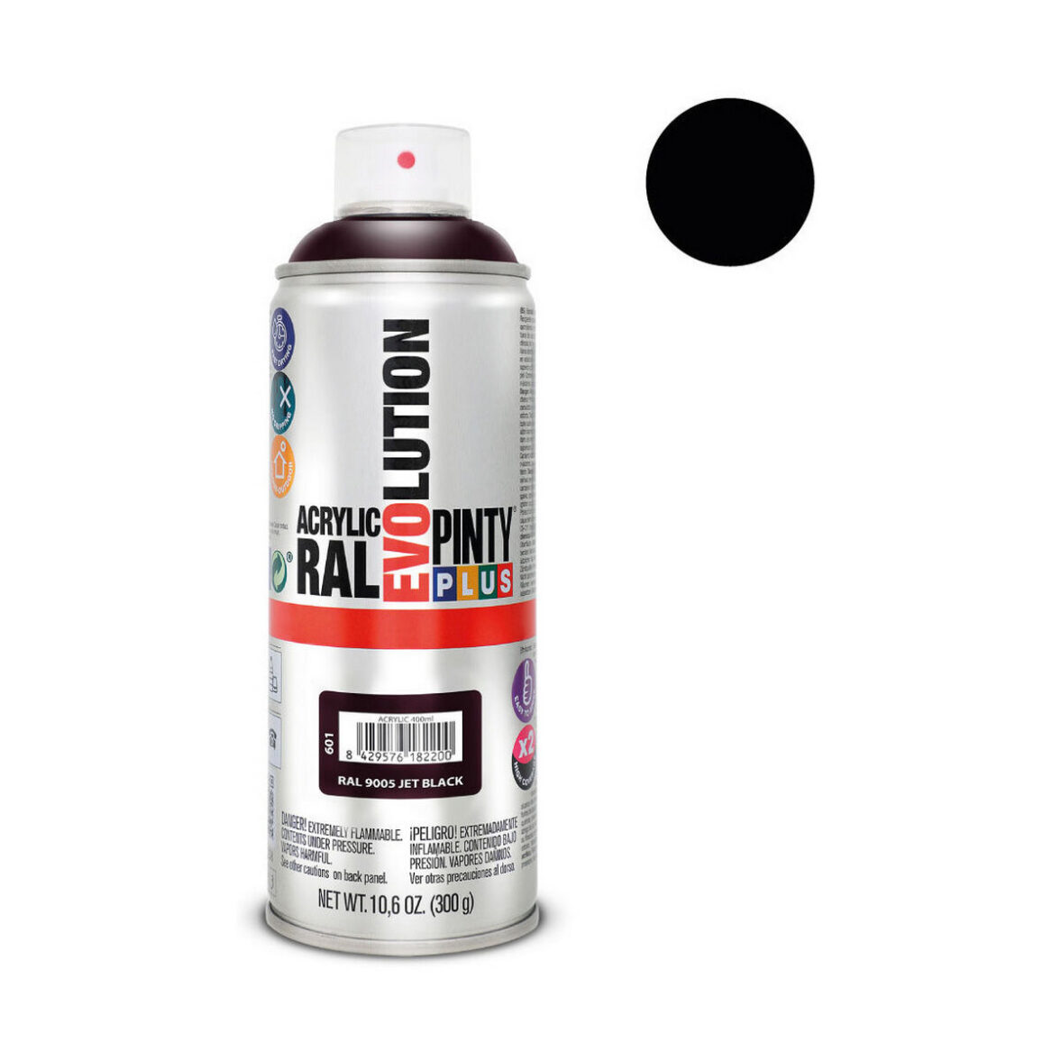Pintura en spray Pintyplus Evolution RAL 9005 400 ml Jet Black - Imagen 3