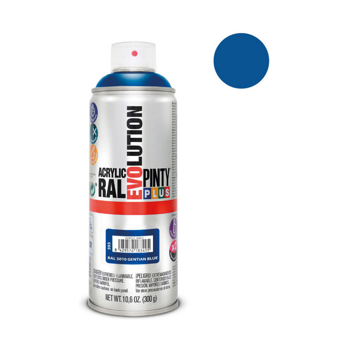 Pintura en spray Pintyplus Evolution RAL 5010 400 ml Gentian Blue - Imagen 3
